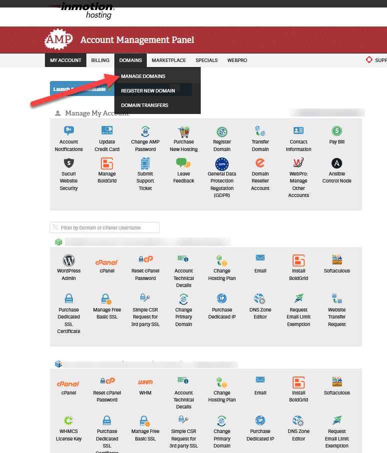 Click on Domains