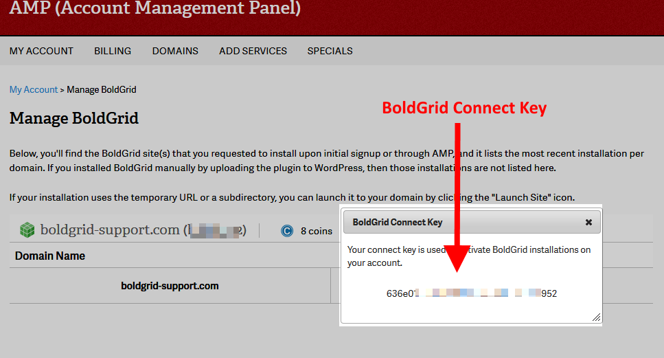 BoldGrid Connect Key