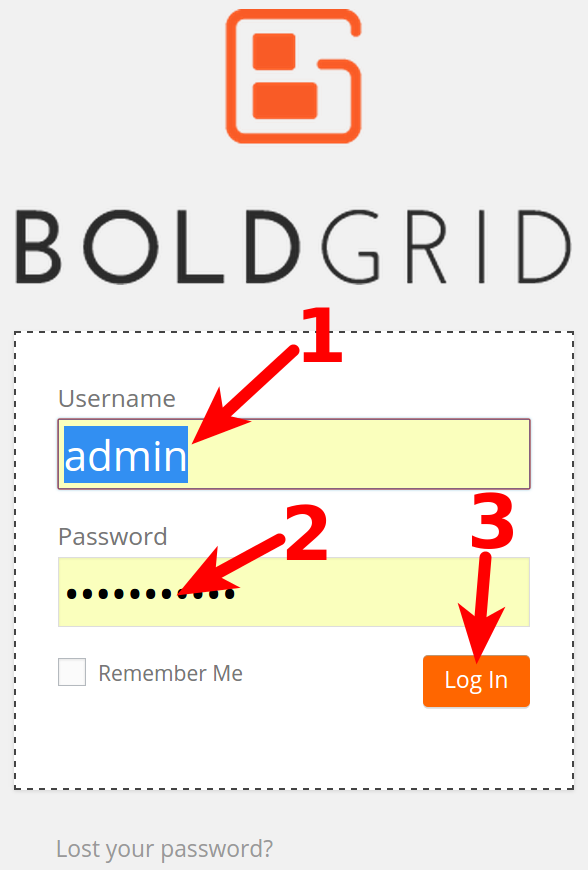 Logging into BoldGrid