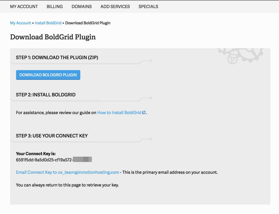 Manual BoldGrid Key Seen